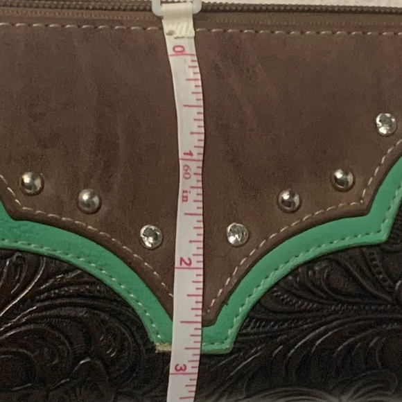 Coral Ridge Zip Around Wallet Western Bling  Studded Brown Leather Cowgirl - Picture 11 of 13